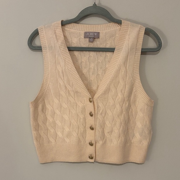 J. Crew cable knit cashmere sweater vest size medium - Picture 2 of 5